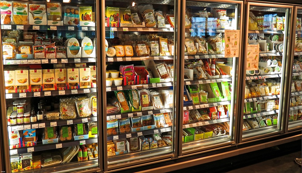 A row of commercial refrigerators